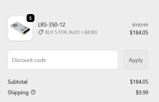 Volume Tier Discounts — feature screenshot